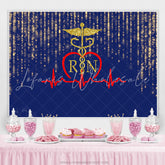 Lofaris Glitter Golden Blue Bokeh Stethoscope Themed Backdrop